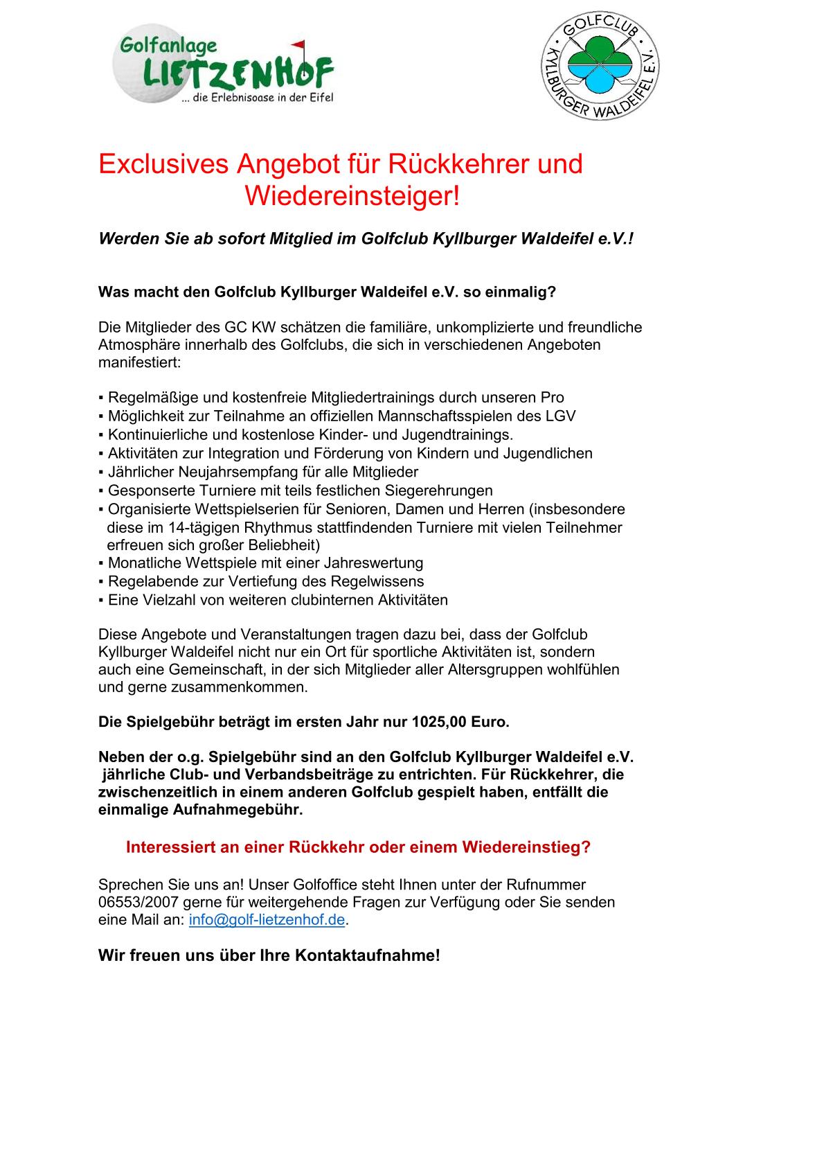 Exclusives Angebot für Clubwechsler und Rückkehrerneu 1