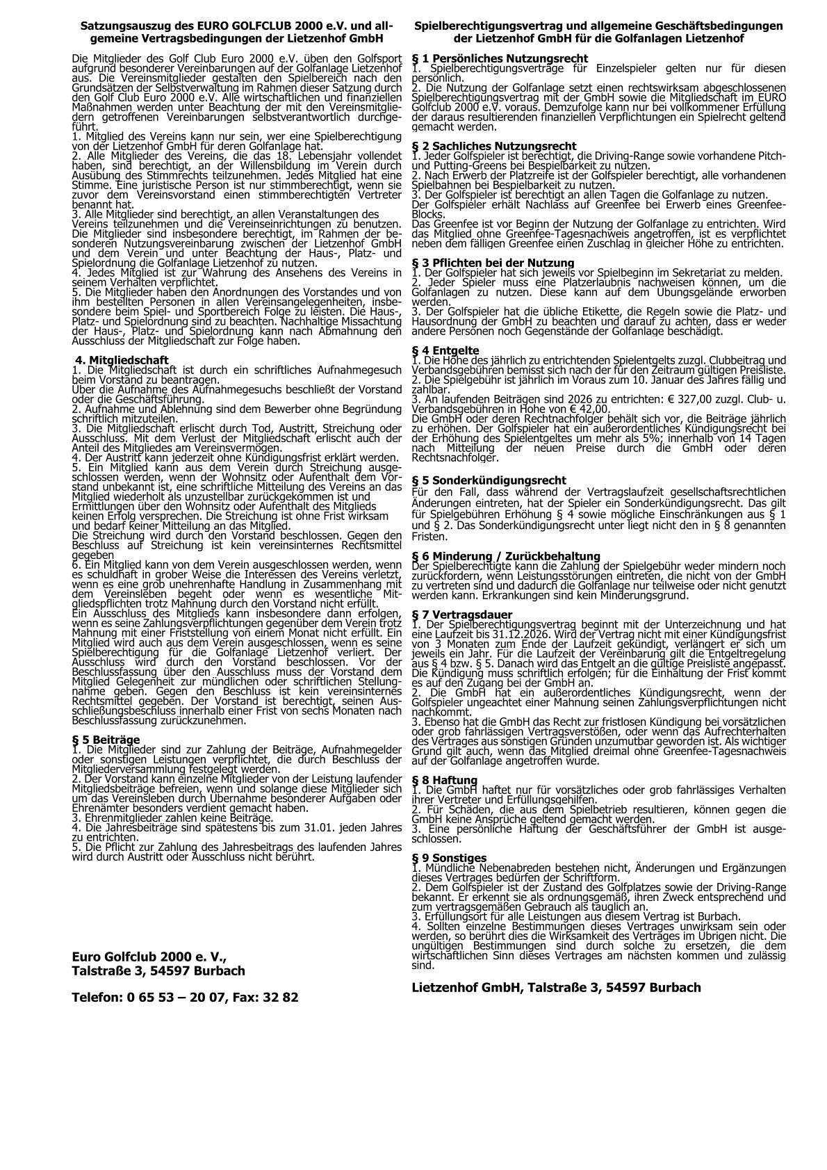 EUROSpielberechtigungsvertrag Greenfeemembership 2025 neu 2